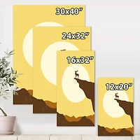 Designart - Minimalistic Deer At Sunset On Mountain Top Sunset