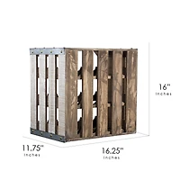 12" Whitewashed Rustic Wooden Wine Rack