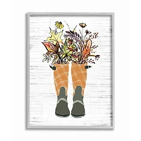 Stupell Industries Fall Foliage in Boots Gray Framed Wall Art