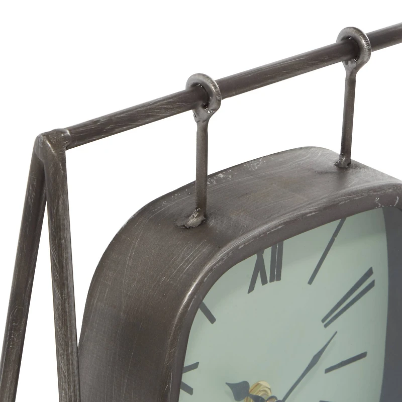 12" Gray Wood Farmhouse Swing Clock