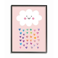 Stupell Industries Raining Rainbow Hearts with Happy Cloud Framed Wall Art