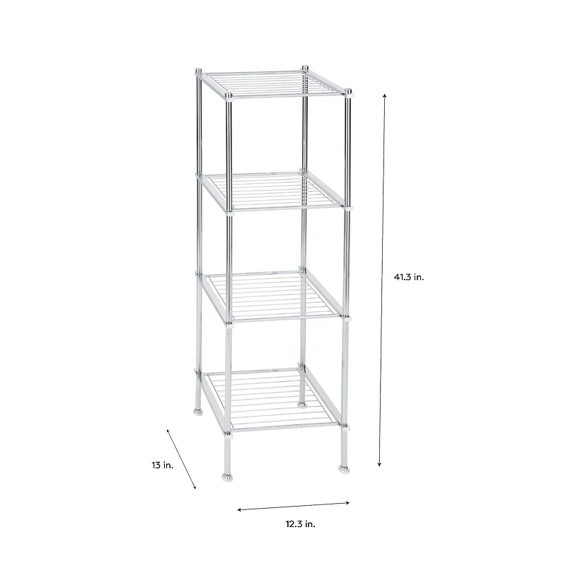 Organize It All 40" Metro Chrome 4-Tier Freestanding Shelving Tower