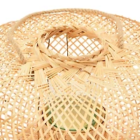 Hello Honey® 11" Natural Hand-Woven Bamboo Lantern with Jute Handle & Glass Insert