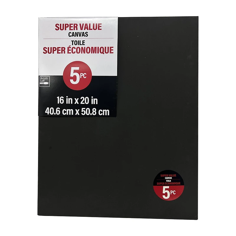 5 Pack 16" x 20" Black Canvas Super Value Pack by Artist's Loft®
