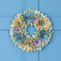 14" Wooden Floral Spring Artificial Wreath with Seed Pods
