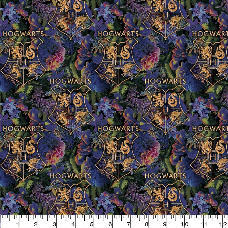 Harry Potter Floral Hogwarts Precut Cotton Fabric
