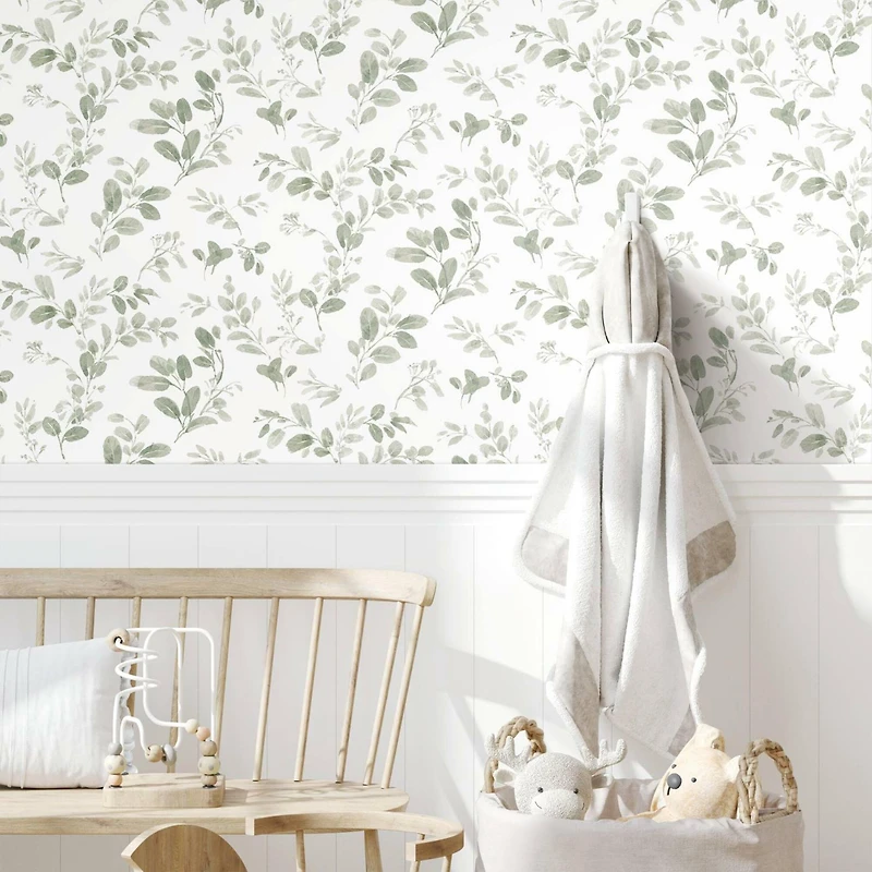 RoomMates Green Dancing Leaves Peel & Stick Wallpaper