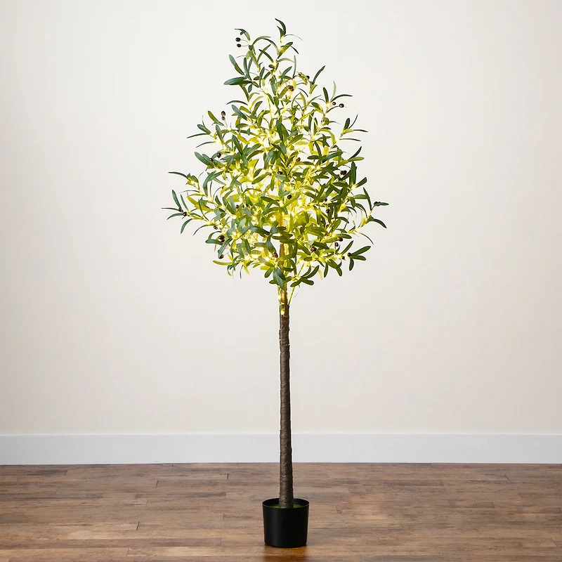 6ft. Potted Pre-Lit Artificial Olive Tree with Warm White LED Lights