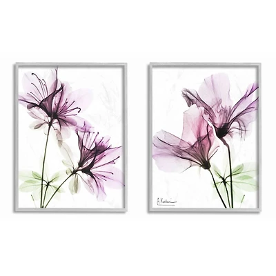 Stupell Industries Purple Flower Bloom Gray Framed Wall Art Set