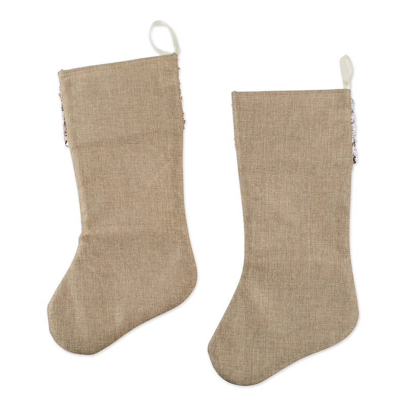 DII® Champagne Sequin Linen Holiday Stocking Set
