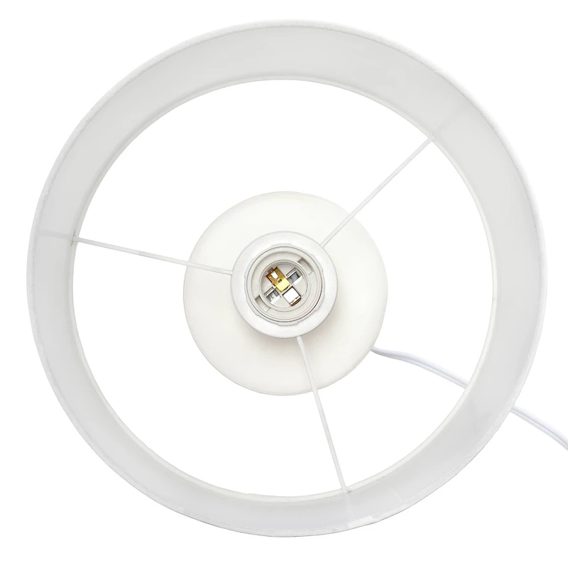 Simple Designs White Shade Ceramic Hourglass Table Lamp