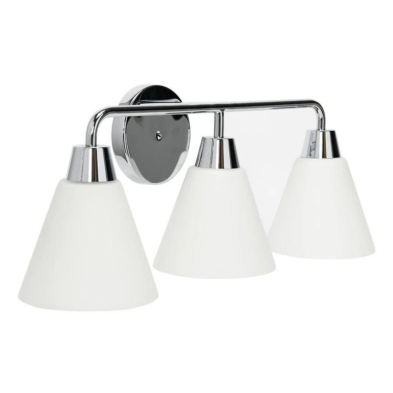 Hello Honey® Robert Stevenson Lighting Brody Chrome Metal & Frosted Glass 3-Light Vanity Light