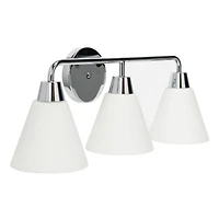 Hello Honey® Robert Stevenson Lighting Brody Chrome Metal & Frosted Glass 3-Light Vanity Light