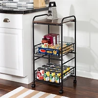 Honey Can Do Black & Natural 3-Tier Slim Rolling Cart