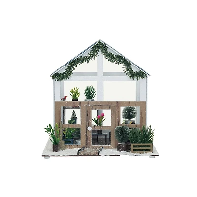 Hello Honey® 8.5" Multicolor Paper Greenhouse with Garland & Plants
