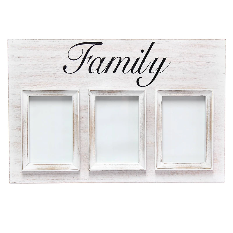 Elegant Designs Whitewash Family 3 Photo Collage 4" x 6" Picture Frame