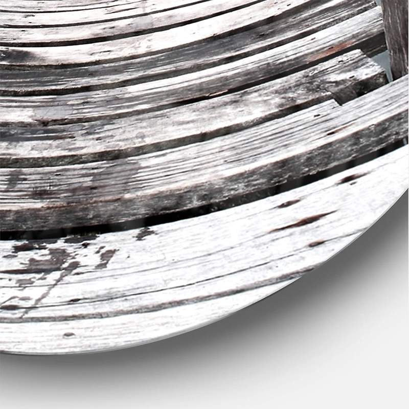 Designart 'Pier And Boats At Seashore Modern Wall Clock