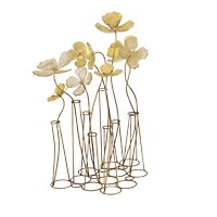 21" Gold Metal Flowers Sculpture