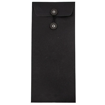 JAM Paper #10 Black Linen Business Button & String Closure Premium Envelopes, 25ct.