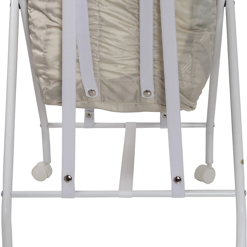 Honey Can Do White/Natural Single Bounce Back Hamper with Wheels and Lid