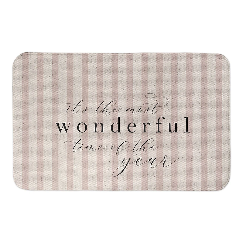 It's the Most Wonderful Time of the Year Red Stripe 21" x 34" Bath Mat