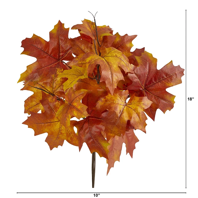 18" Orange Autumn Maple Leaf Bush, 2ct.