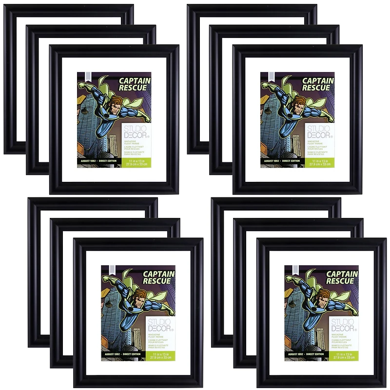 12 Pack: 11" x 13" Black Comic Book Float Frame by Studio Décor®