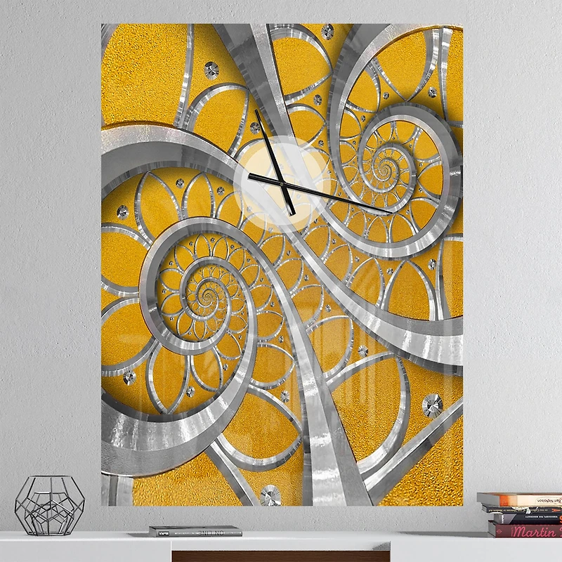 Designart 'Time Spiral In Antique Style Modern Rectangular Wall Clock
