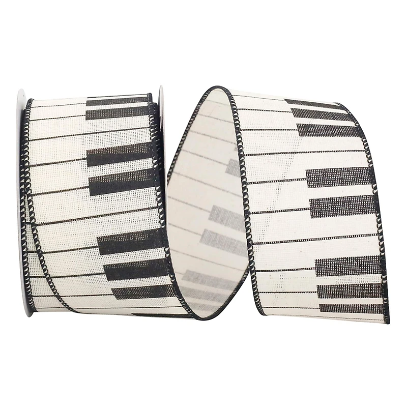 JAM Paper 2.5" x 10yd. Ivory Piano Keys Wired Ribbon