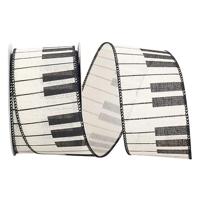 JAM Paper 2.5" x 10yd. Ivory Piano Keys Wired Ribbon