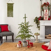 4.5ft. Pre-Lit Pine Artificial Christmas Tree in Decorative Planter, White Lights