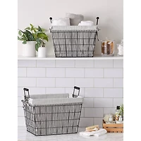 DII® Black & White Ticking Stripe Lined Basket Set