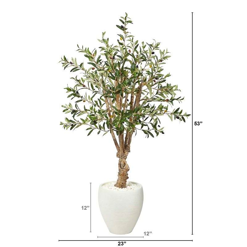 4.5ft. Olive Artificial Tree in White Planter