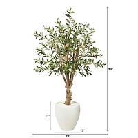 4.5ft. Olive Artificial Tree in White Planter