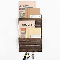 NEX™ Rustic Brown Mail and Key Holder with 4 Hooks