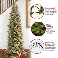 7ft. Pre-Lit Carolina Pine Tree with Flocked Cones Artificial Christmas Tree, Clear Lights