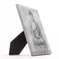 10" Gray Meditative Buddha Tabletop Canvas Décor