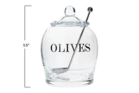 Hello Honey® 5.5" Clear Glass Olive Jar with Lid Set