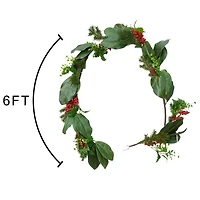 6ft. Magnolia Leaf & Red Berry Garland by Ashland®