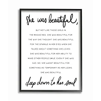 Stupell Industries She Was Beautiful Quote Inspirational Feminine Phrase Framed Wall Art