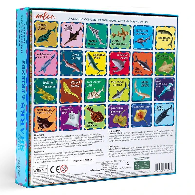 eeBoo Memory & Matching Shiny Sharks & Friends Game