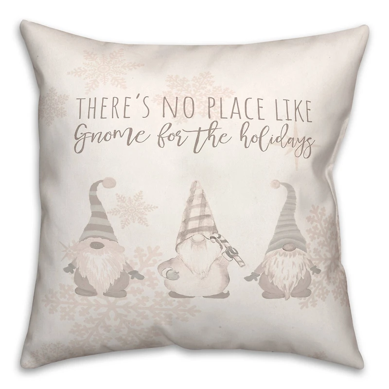 Gnome Holidays Neutral 18x18 Throw Pillow