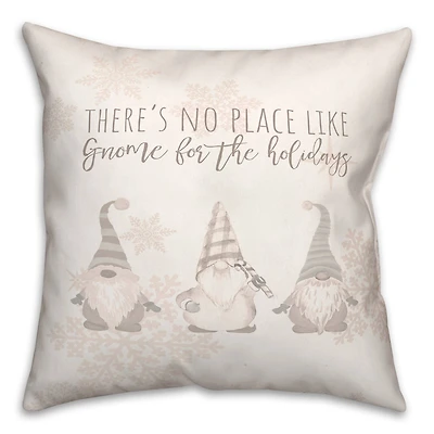 Gnome Holidays Neutral 18x18 Throw Pillow