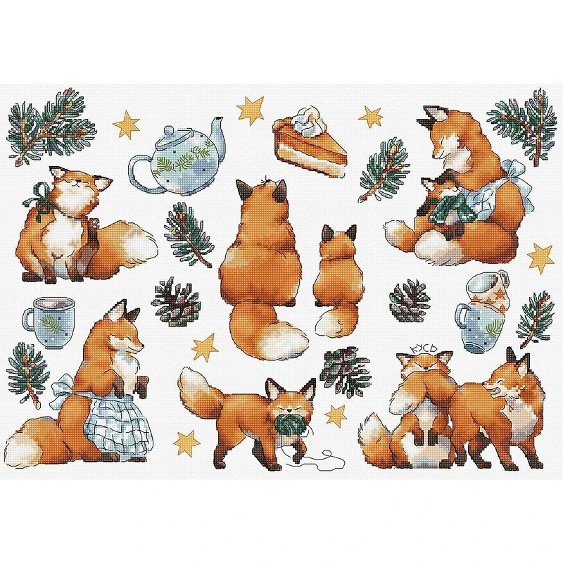 LetiStitch Foxy New Year Counted Cross Stitch Kit