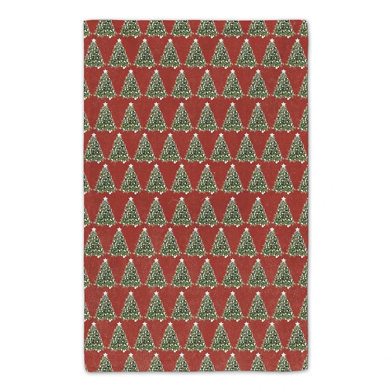 Oh Christmas Tree on Red Background Tea Towel Set