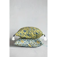 Hello Honey® Blue, Yellow & Mint Floral Pattern Cotton Pillow