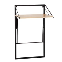 Honey Can Do Black & Maple Collapsible Wall-Mounted Hamper with Laundry Bag & Shelf
