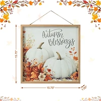 Glitzhome® 15.75" Fall Wooden Ivory Pumpkin Wall Art