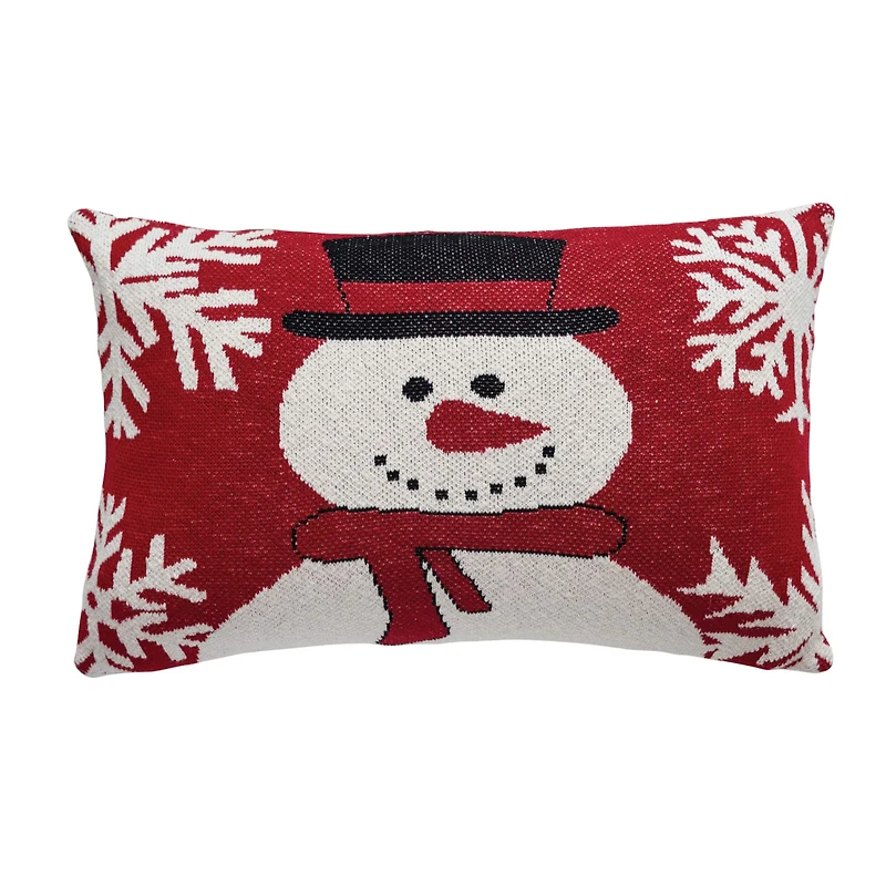 Hello Honey® Snowman & Snowflakes Cotton Knit Chenille Pillow