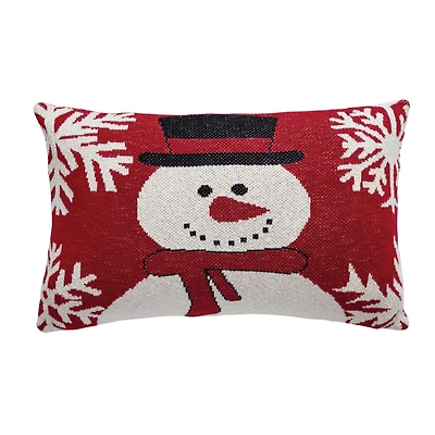 Hello Honey® Snowman & Snowflakes Cotton Knit Chenille Pillow